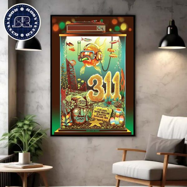 311 Band Poster For Tonight In Cleveland OH At Jacobs Pavilion At Nautica On July 28 2024 Home Decor Poster Canvas