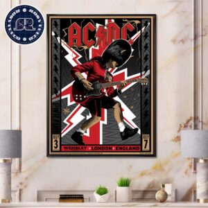 ACDC London On July 3 And 7 Poster At Wembley Stadium Power Up Tour 2024 Black White And Red Version Poster Home Decor