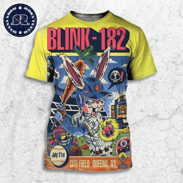 Blink 182 Poster Cover New York Mets Tonight In Queens NY At Citi Field On July 21st One More Time Tour 2024 All Over Print Shirt