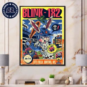 Blink 182 Poster Cover New York Mets Tonight In Queens NY At Citi Field On July 21st One More Time Tour 2024 Home Decor Poster Canvas