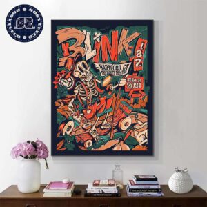 Blink 182 Poster For Tonight Show In Hartford CT At The Xfinity Theatre On July 24 One More Time Tour 2024 Home Decor Poster Canvas