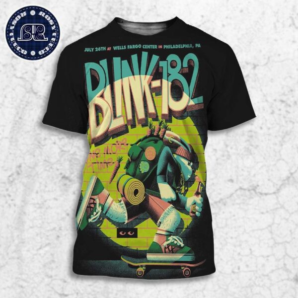 Blink 182 Poster For Tonight Show In Philadelphia PA At Wells Fargo Center On July 26th One More Time Tour 2024 All Over Print Shirt