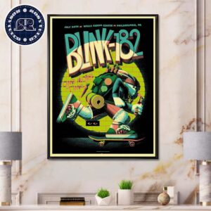 Blink 182 Poster For Tonight Show In Philadelphia PA At Wells Fargo Center On July 26th One More Time Tour 2024 Poster Canvas