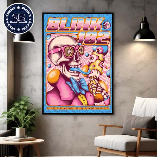 Blink 182 Poster For Tonight Show In Washington DC At Capital One Arena On July 27 2024 Home Decor Poster Canvas