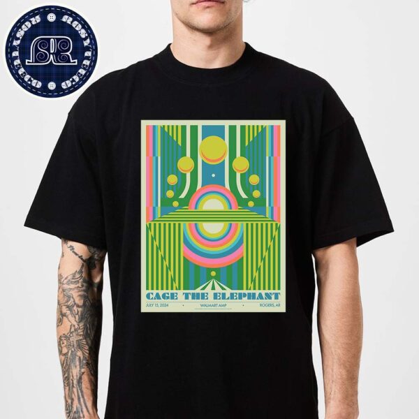 Cage The Elephant At Rogers AR In Walmart Amp On July 15 2024 Artwork By Ryan Miller Unisex T-Shirt