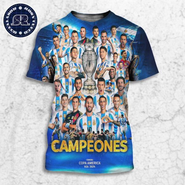 Copa America USA 2024 Congrats Seleccion De Futbol De Argentina Campeones All Over Print Shirt