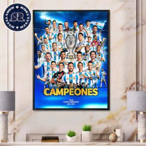 Copa America USA 2024 Congrats Seleccion De Futbol De Argentina Campeones Wall Decor Poster Canvas