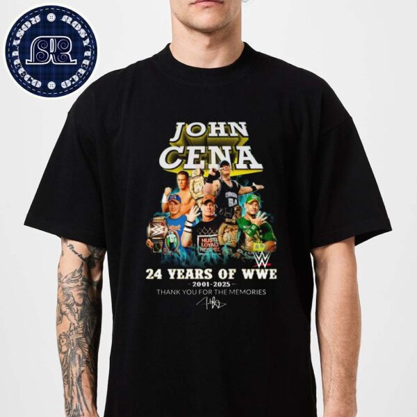 John Cena 24 Years Of WWE 2001-2025 Thank You For The Memories Signature Unisex T-Shirt