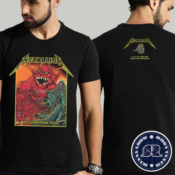 Metallica In Madrid Spain Night 2 Limited Poster M72 World Tour At Estadio Civitas Metropolitano On July 14th 2024 Two Sides Print Essential T-Shirt