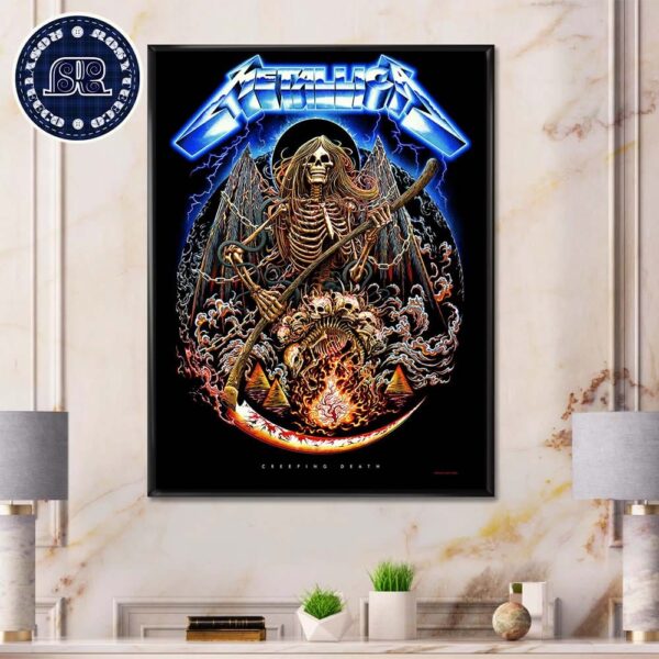 Metallica Poster Creeping Death In Celebration Of The 40th Anniversary Of The Release Of Metallica’s Legendary Ride The Lightning Home Decor Poster Canvas