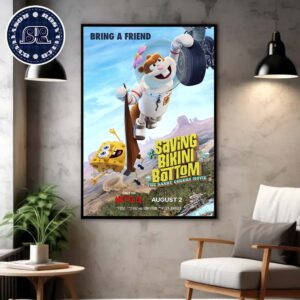 New Poster For Saving Bikini Bottom The Sandy Cheeks Movie Releasing On Netflix On August 2 Poster Canvas