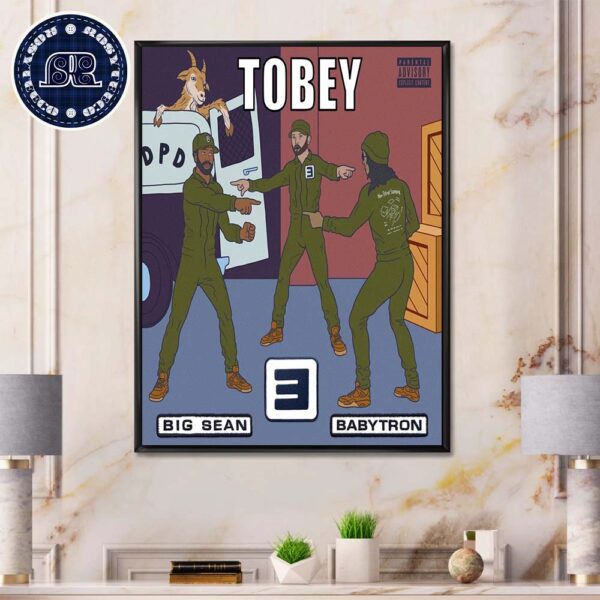 Official Eminem Cover Of New Single Tobey Ft Big Sean And Babytron Released July 2nd 2024 Wall Decor Poster Canvas