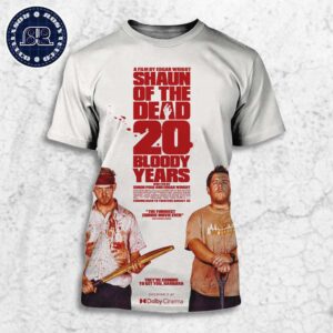 Official Poster For The 20th Anniversary Of Shaun Of The Dead The Film Will Be Re-Released In Theaters On August 29 All Over Print Shirt