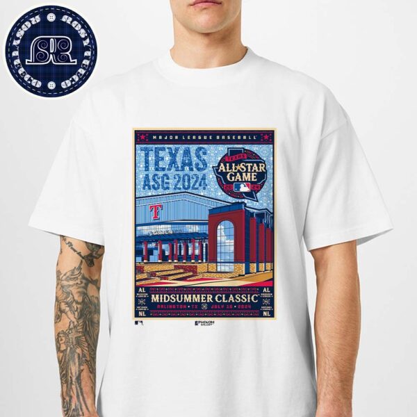 Phenom Gallery 2024 MLB All-Star Game Deluxe Framed Serigraph Midsummer Classic Arlington TX On July 16 2024 T-Shirt