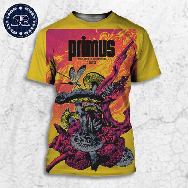 Primus Poster For Tonight Show In Cedar Rapids IA At McGrath Amphitheatre On July 27 2024 All Over Print Shirt