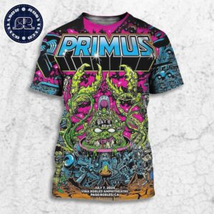 Primus Poster For Tonight’s Show In Paso Robles CA At Vina Robles Amphitheatre On July 7 2024 All Over Print Shirt