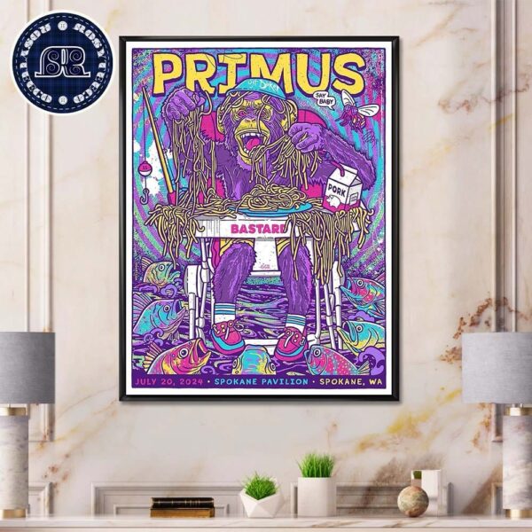 Primus Poster For Tonight’s Show In Spokane WA At Spokane Pavilion On July 20 2024 Home Decor Poster Canvas