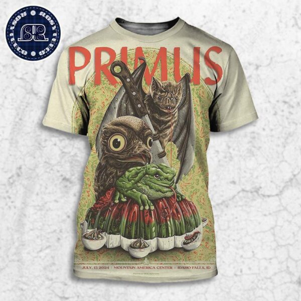 Primus Poster Show  At Mountain America Center In Idaho Falls ID On July 15 2024 Is Designed By Neal Williams All Over Print Shirt