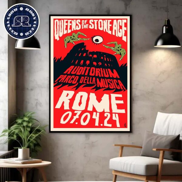 Queens Of The Stone Age Auditorium Parco della Musica At Roma Summer Fest In Rome Italy On July 4 2024 Poster Canvas