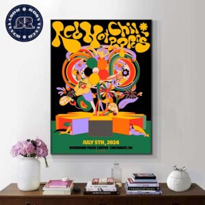 Red Hot Chili Peppers Poster For Cincinnati OH  Is By Murugia At Riverbend Music Center On July 5th 2024 Home Decor Poster Canvas