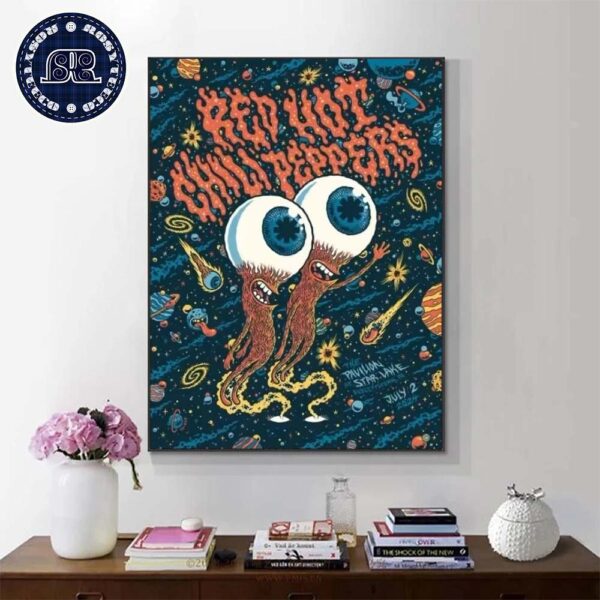 Red Hot Chili Peppers Show Poster In The Pavilion At Star Lake PA On July 2 2024 Home Decor Poster Canvas