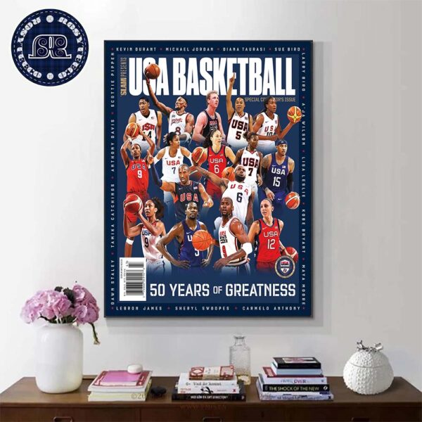 SLAM Presents Cover USA Basketball Is Celebrating 50 Years Of Greatness 2024 Paris Olympics Wall Decor Poster Canvas