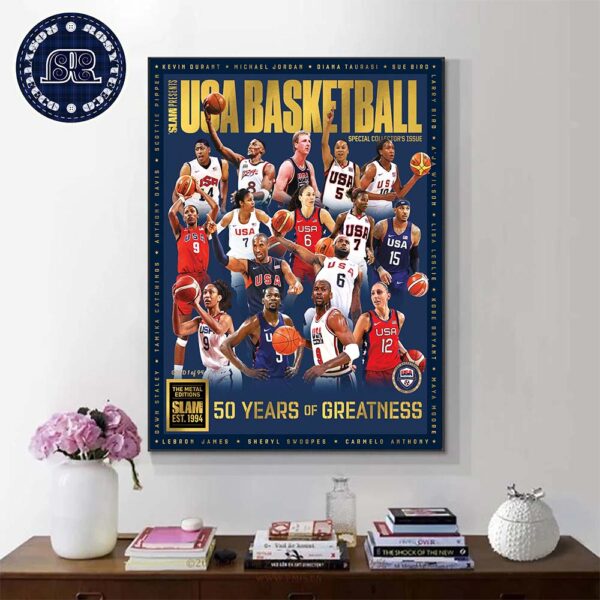 SLAM Presents Gold The Metal Editions Cover USA Basketball Is Celebrating 50 Years Of Greatness 2024 Paris Olympics Poster Canvas