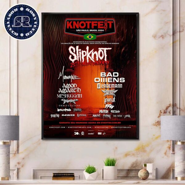 Slipknot 25th Anniversary At Knotfest Brasil 2024 19 E 20 DE Outubro Allianz Parque Home Decor Poster Canvas