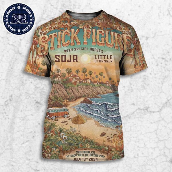 Stick Figure With Special Guests Soja And Little Stranger Night 1 In San Diego CA At The Rady Shell At Jacobs Park On July 13th 2024 All Over Print Shirt