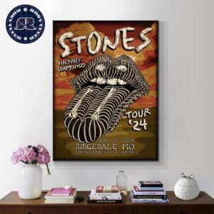 The Rolling Stones Hackney Diamonds Tour 2024 Official Poster In Ridgedale MO At Thunder Ridge Nature Arena On July 21st 2024 Home Decor Poster Canvas