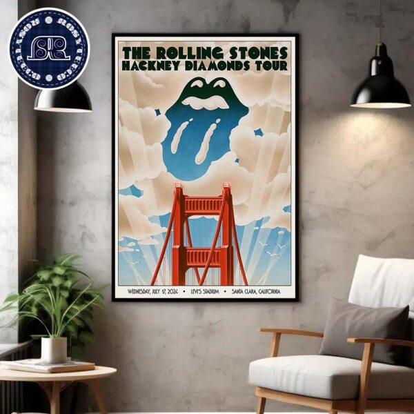 The Rolling Stones Hackney Diamonds Tour 2024 Official Poster In Santa Clara California At Levi’s Stadium On Webnesday July 17 2024 Home Decor Poster Canvas