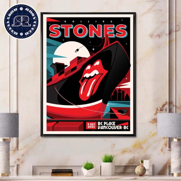 The Rolling Stones Hackney Diamonds Tour Concert Poster At BC Place In Vancouver BC On July 5 2024 Home Decor Poster Canvas