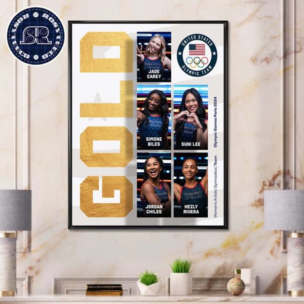 The Women Of USA Gymnastics Olympic Gold Olympic Games Paris 2024 Home Decor Poster Canvas