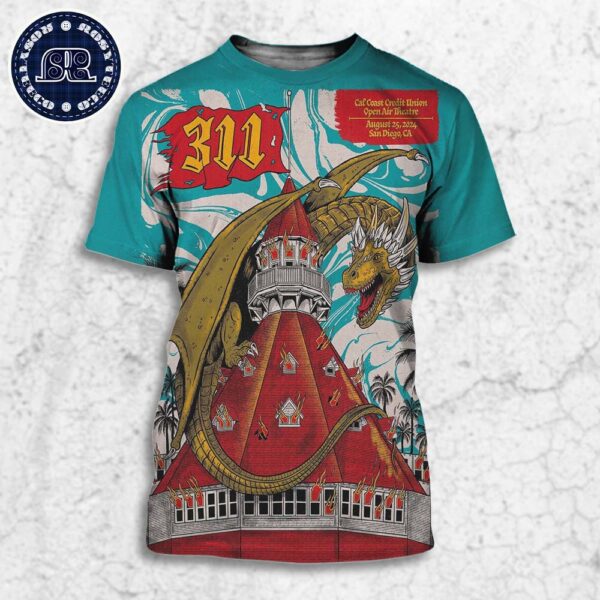 311 Band Show Poster In San Diego CA On August 25 2024 At Cal Coast Credit Union Open Air Theatre All Over Print Shirt