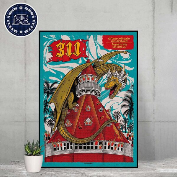 311 Band Show Poster In San Diego CA On August 25 2024 At Cal Coast Credit Union Open Air Theatre Wall Decor Poster Canvas