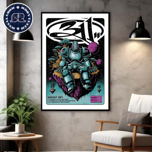 311 Band Summer 2024 Poster For Show In Charleston SC At Firefly Distillery On August 13 2024 Poster Canvas