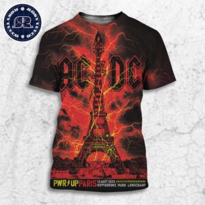 ACDC Concert Poster For Show On August 13th PWR UP 2024 In Paris France At Hippodrome Paris Longchamp All Over Print Shirt