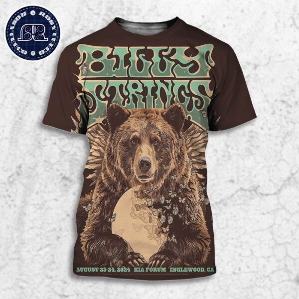 Billy Strings In Inglewood CA On August 23-24 2024 At Kia Forum Artwork Bear All Over Print Shirt