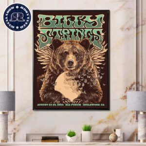 Billy Strings In Inglewood CA On August 23-24 2024 At Kia Forum Artwork Bear Wall Decor Poster Canvas