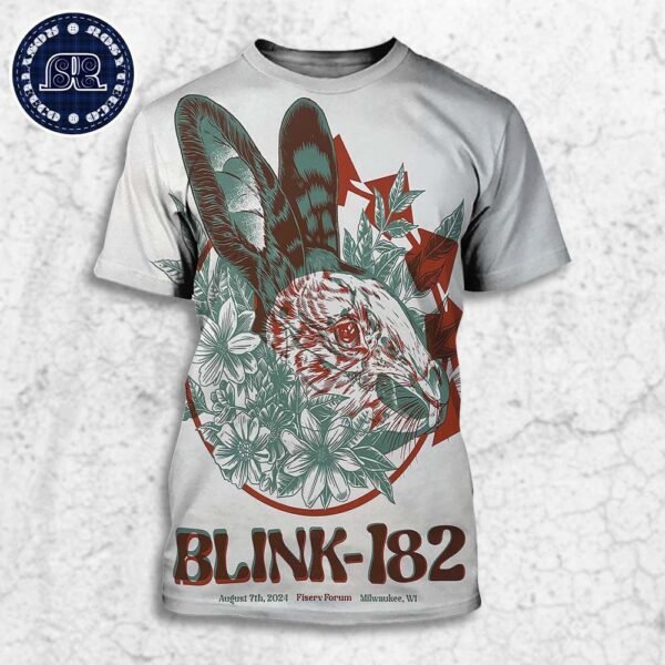 Blink 182 Concert Poster In Milwaukee WI At The Fiserv Forum On August 7 One More Time Tour 2024 All Over Print Shirt