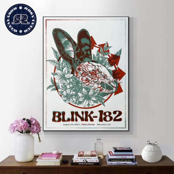 Blink 182 Concert Poster In Milwaukee WI At The Fiserv Forum On August 7 One More Time Tour 2024 Home Decor Poster Canvas