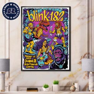 Blink 182 Gig Poster For Tonight At Schottenstein Center In Columbus OH On Aug 13 One More Time Tour 2024 Home Decor Poster Canvas