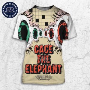 Cage The Elephant Limited Edition Concert Poster For Noblesville Indiana At Ruoff Music Center On August 7 2024 All Over Print Shirt