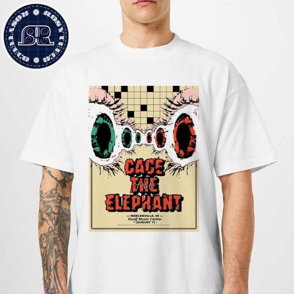 Cage The Elephant Limited Edition Concert Poster For Noblesville Indiana At Ruoff Music Center On August 7 2024 T-Shirt