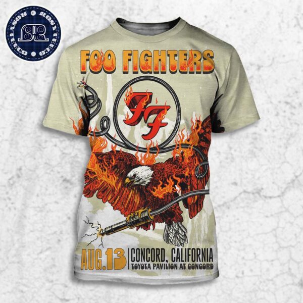 Foo Fighters Poster For Tonight Show Music In Concord California At Toyota Pavilion at Concord On August 13 2024 All Over Print Shirt