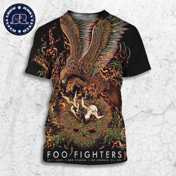 Foo Fighters Poster Los Angeles Night 2 In CA USA At BMO Stadium On August 11 2024 All Over Print Shirt