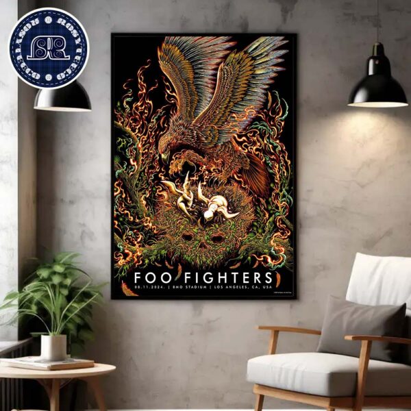 Foo Fighters Poster Los Angeles Night 2 In CA USA At BMO Stadium On August 11 2024 Home Decor Poster Canvas