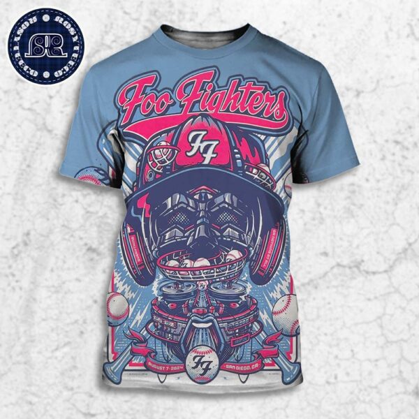 Foo Fighters San Diego CA Concert Poster At Petco Park In US On August 7 2024 All Over Print Shirt