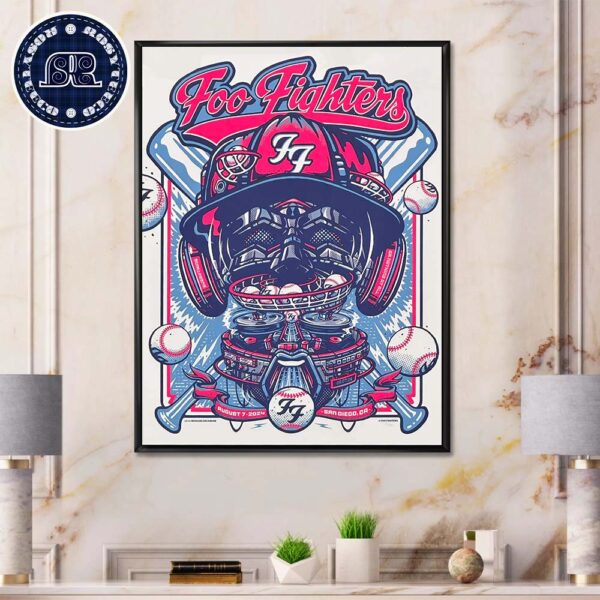 Foo Fighters San Diego CA Concert Poster At Petco Park In US On August 7 2024 Home Decor Poster Canvas