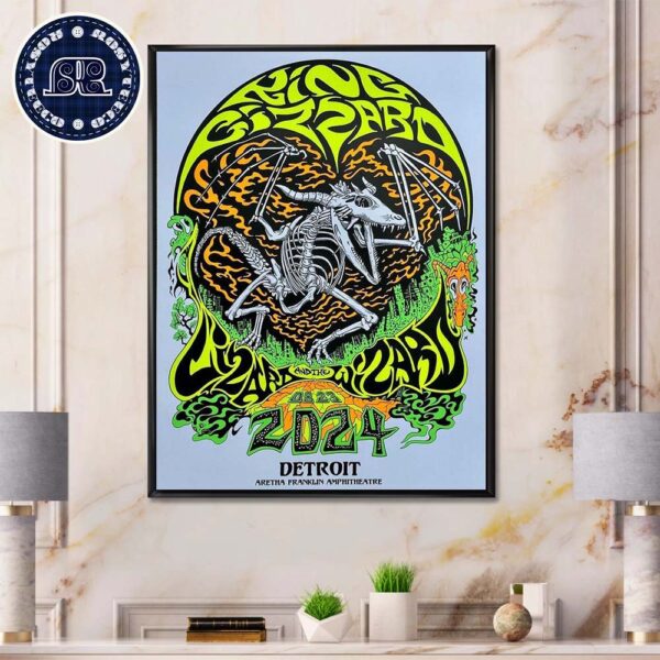 King Gizzard And The Lizard Wizard Event Poster In Detroit MI At Aretha Franklin Amphitheatre On August 23 2024 Dragon Artwork Wall Decor Poster Canvas